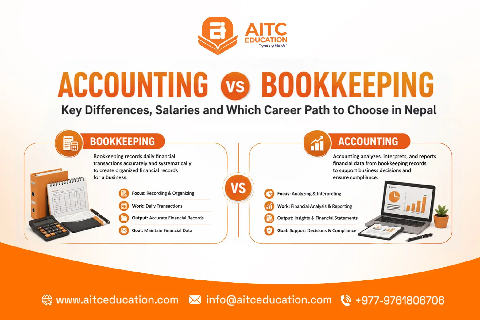 Choosing between a bookkeeping and accounting career in Nepal.