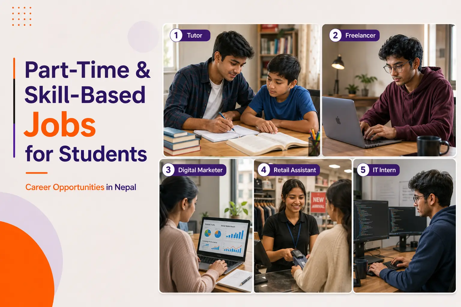 Part-time and skill-based job opportunities for students in Nepal.
